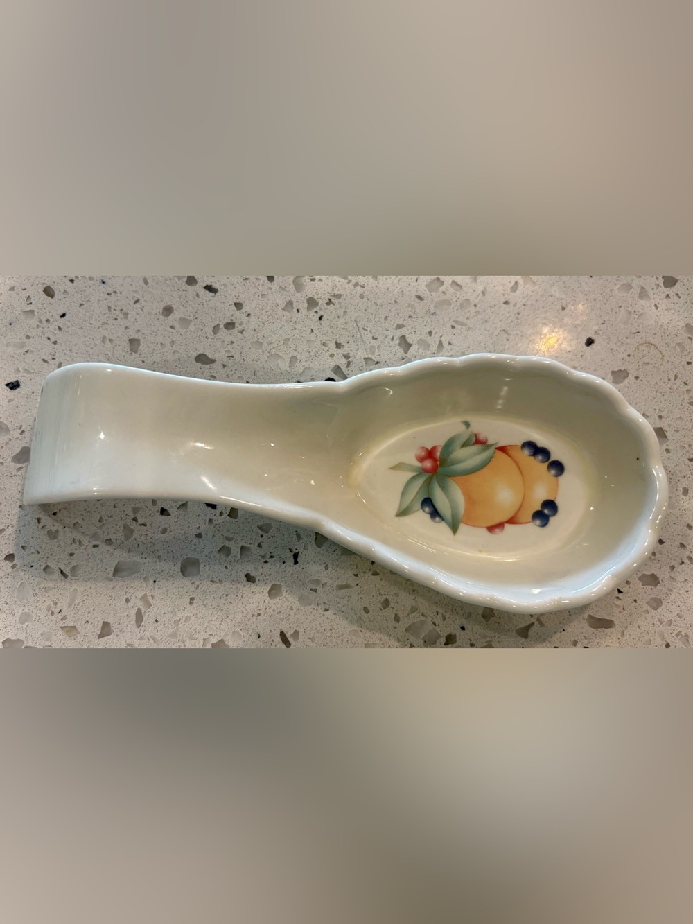Corning Abundance Fruit Motif Ceramic Spoon Rest - Cream White